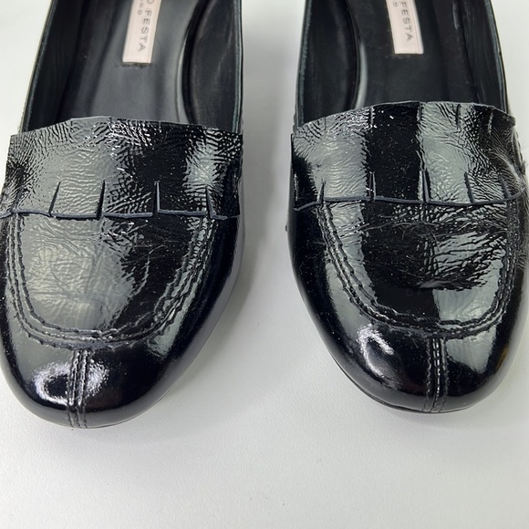 Roberto Festa for David's Black Patent Leather Heeled Loafer  Shoe - Picture 2 of 11